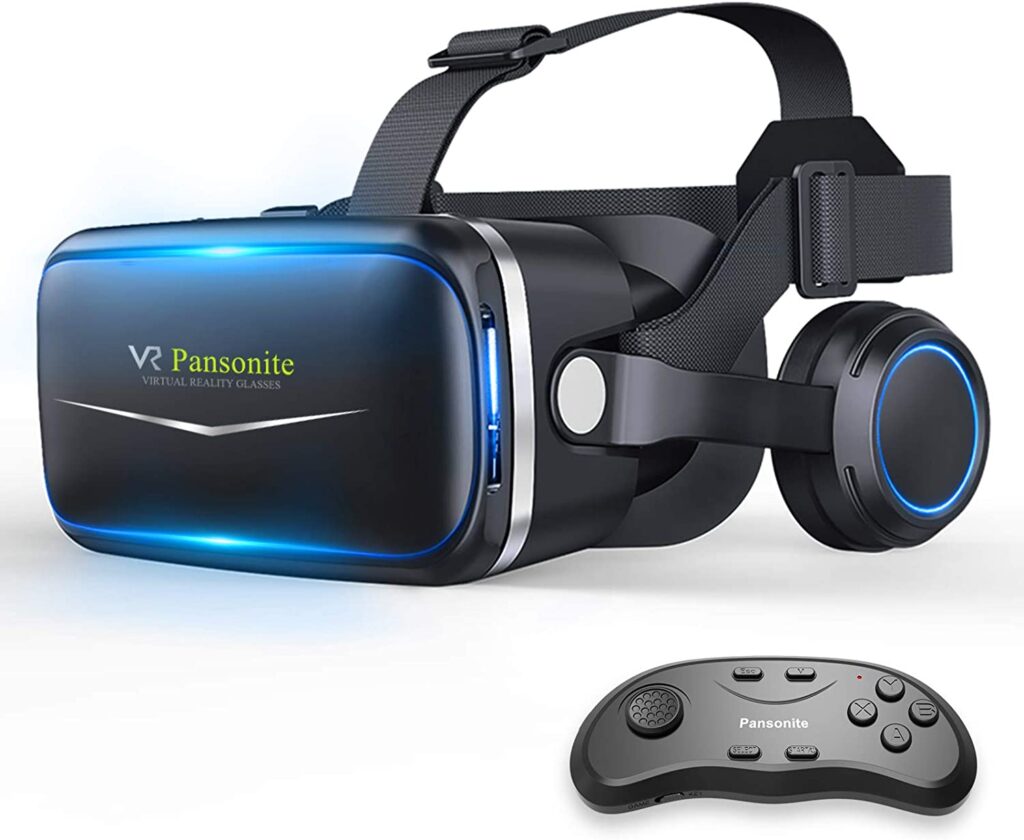 Pansonite VR Headset with Remote Control, 3D Glasses Virtual Reality Headset for VR Games & 3D Movies, Eye Care System for iPhone and Android Smartphones